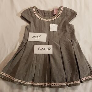 Tahari girls size 5T gray lined tunic dress NEW